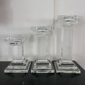 Shannon Crystal Candle Holder “Metropolitan” Irish Set Of 3  5.5” 7” & 9” Damage